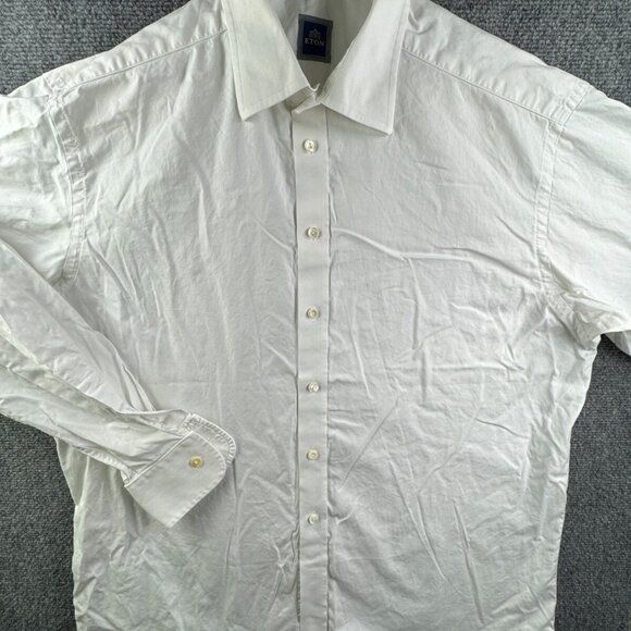 Eton Long Sleeve Button Up Shirt Men Cotton Designer White 17.5 Sweden Woven - Picture 2 of 15
